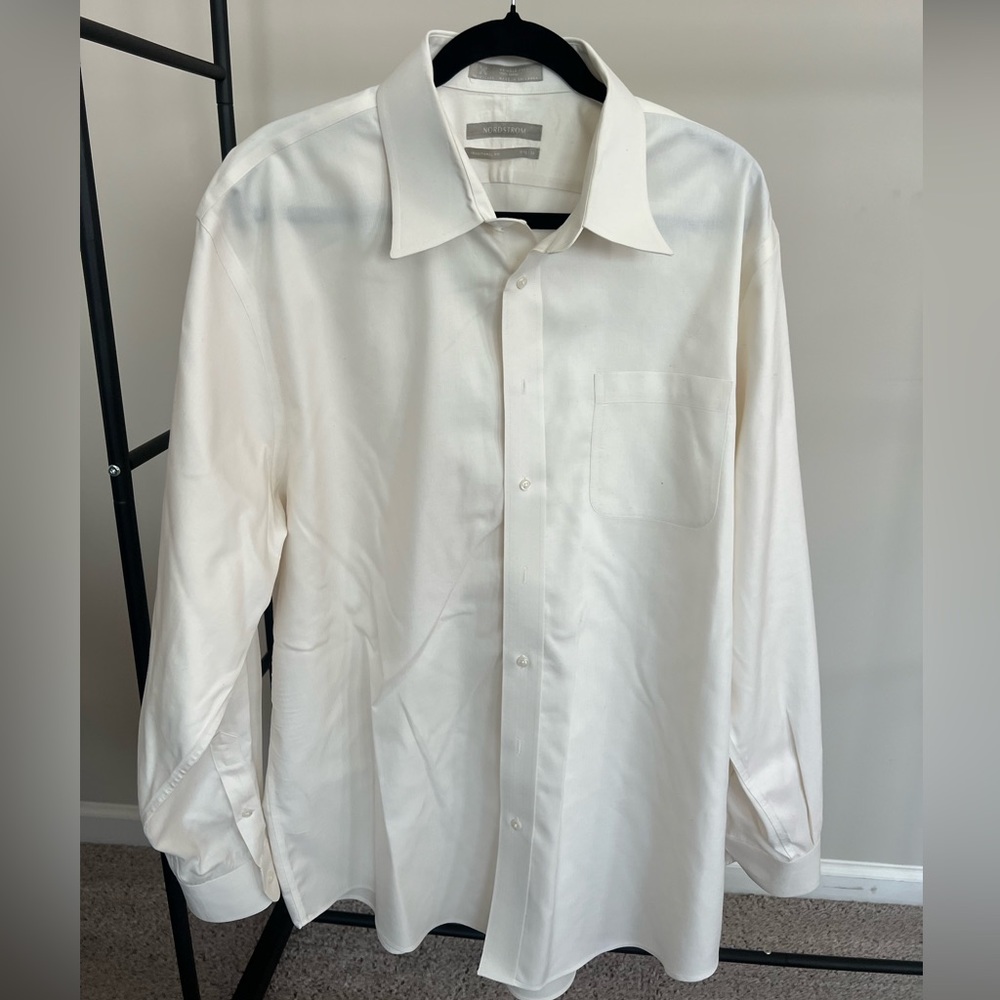 Nordstrom traditional fit button down shirt, ivory in color.